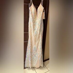 Coya Collection Sequin Long Gown Spaghetti Strap Dress XL NWT